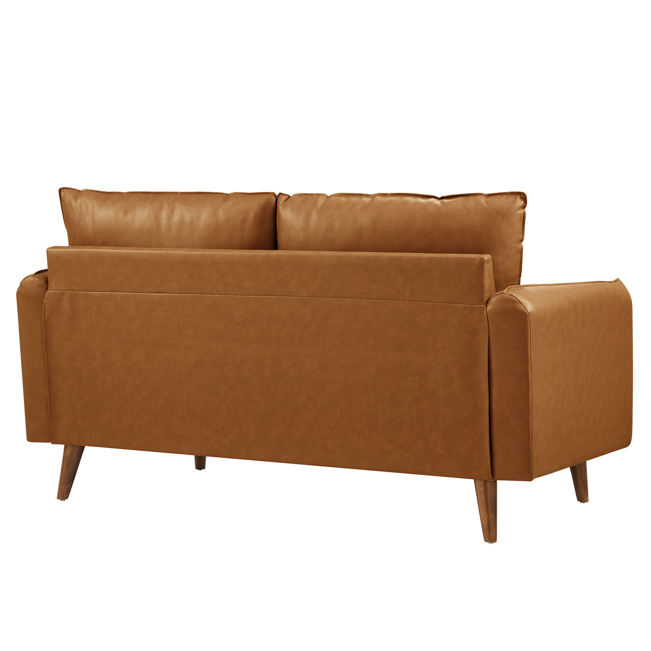 Marindi Plush Eco-Leather Loveseat, Tan