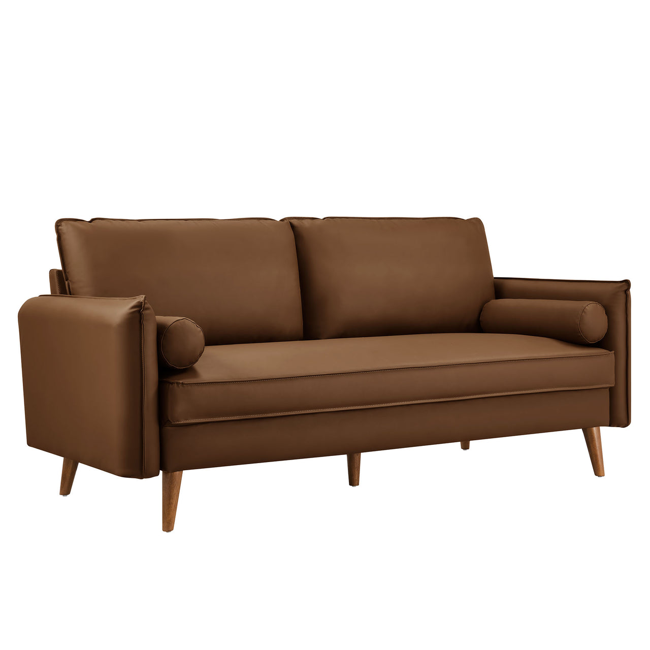 Marindi Plush Eco-Leather Sofa, Brown
