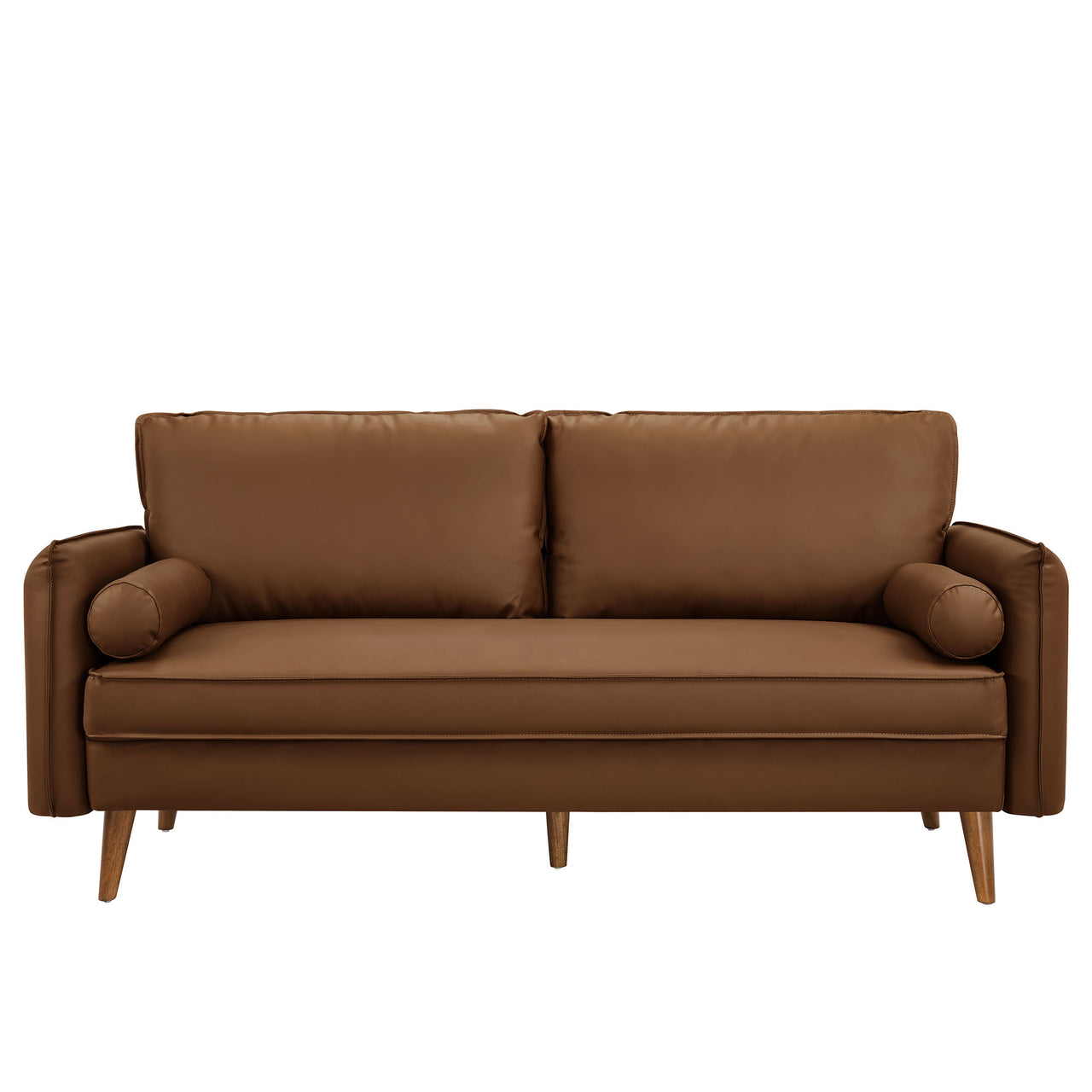 Marindi Plush Eco-Leather Sofa, Brown