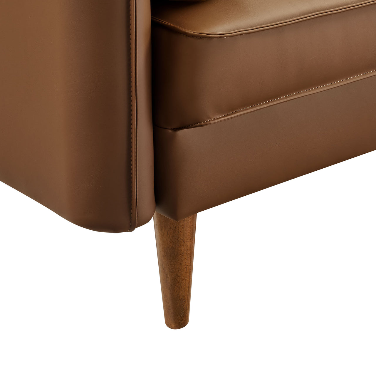 Marindi Plush Eco-Leather Sofa, Brown