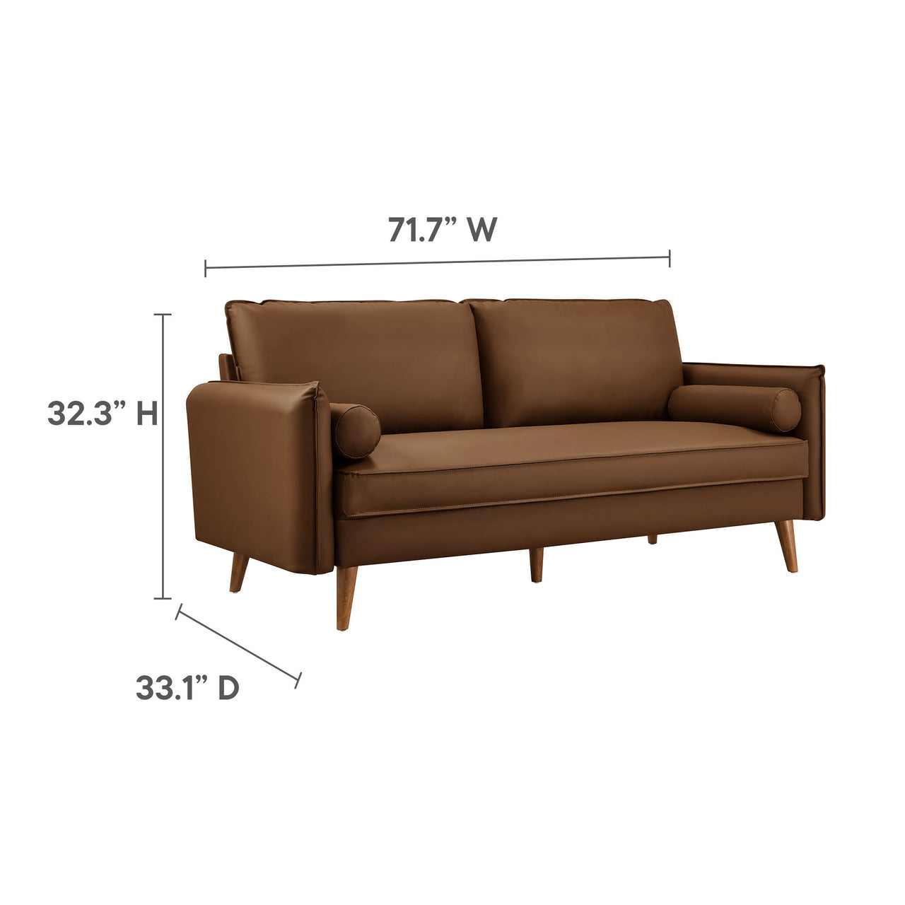 Marindi Plush Eco-Leather Sofa, Brown