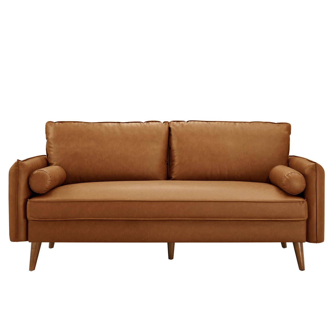 Marindi Plush Eco-Leather Sofa, Tan