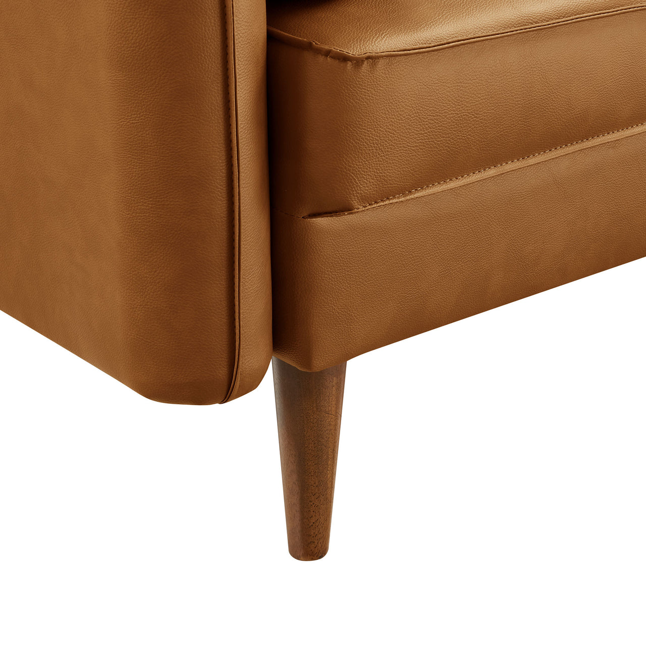 Marindi Plush Eco-Leather Sofa, Tan