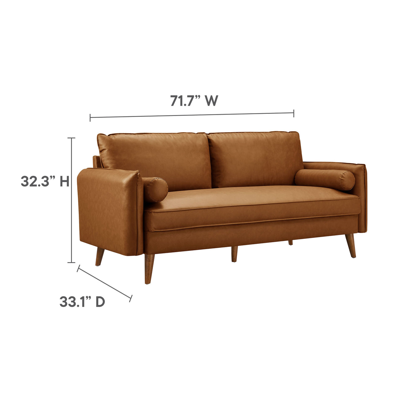 Marindi Plush Eco-Leather Sofa, Tan