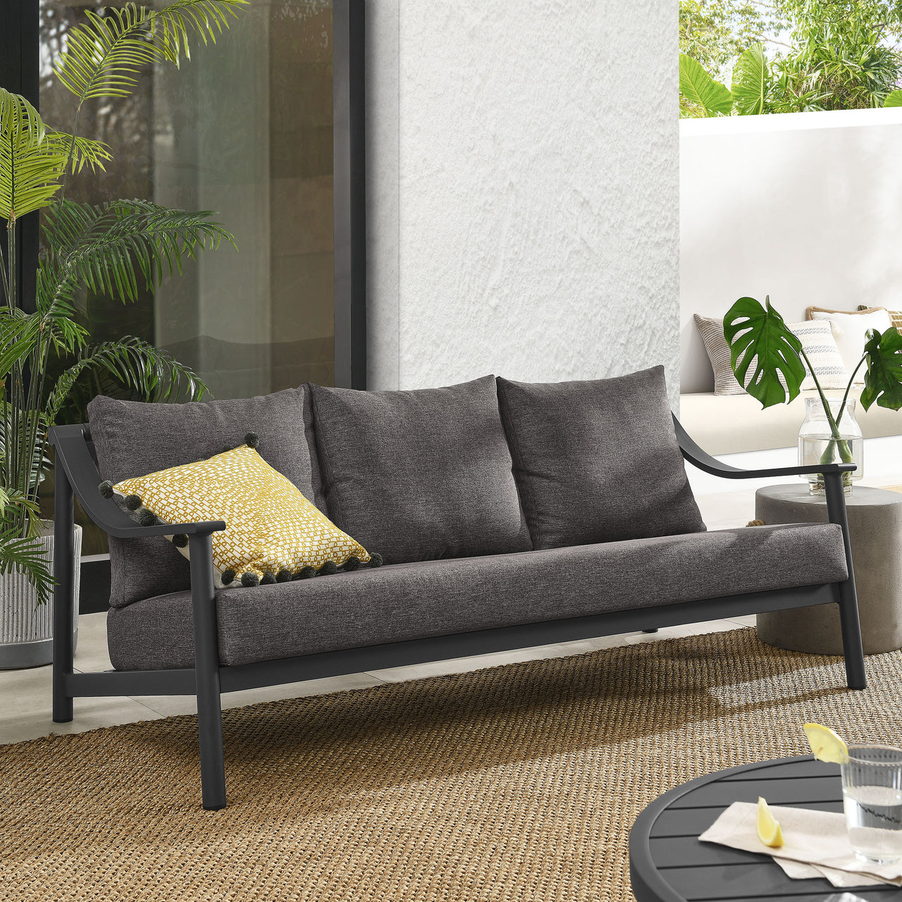 Veranda Alfresco Sofa, Charcoal & Dark Gray