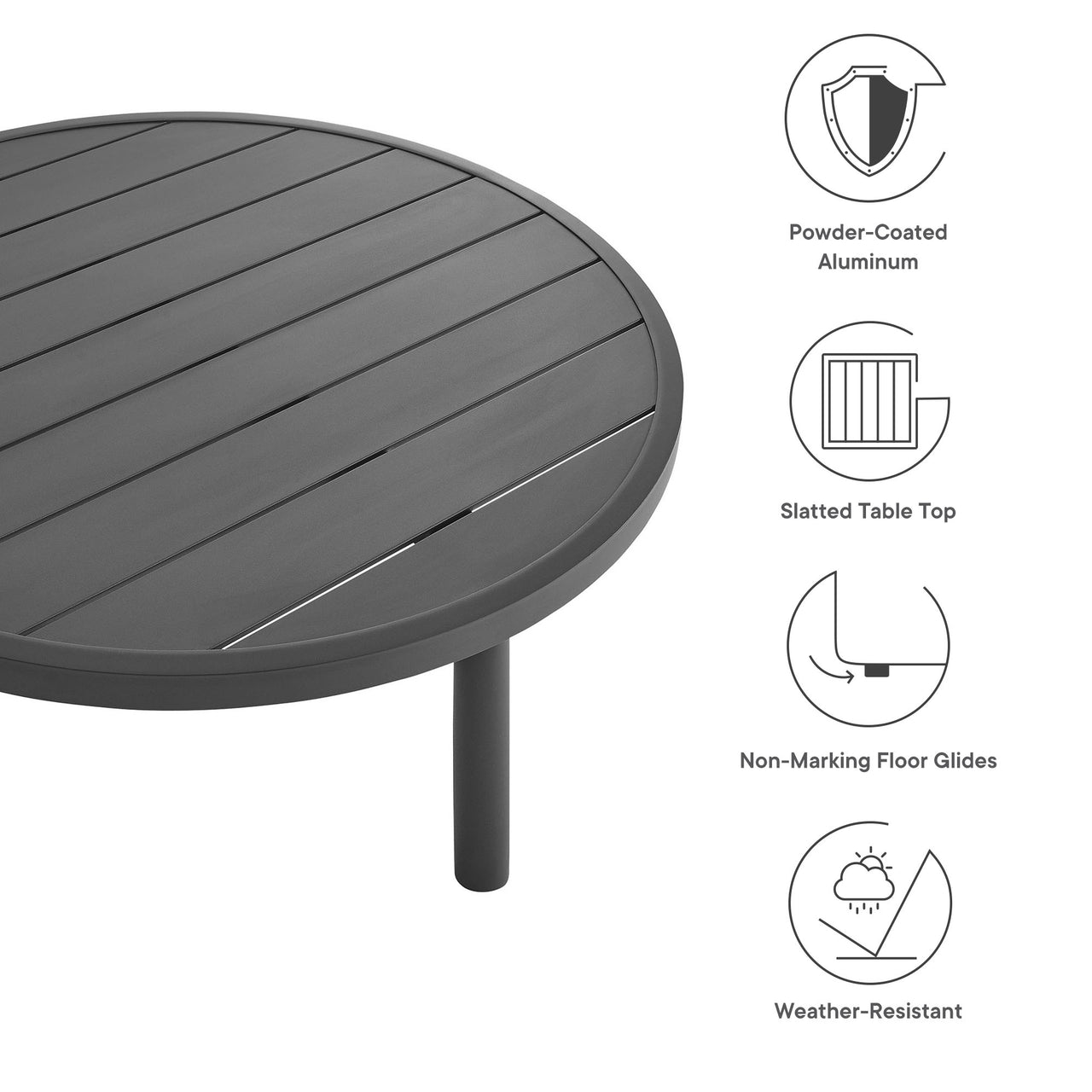 Veranda Alfresco Round Coffee Table, Dark Gray