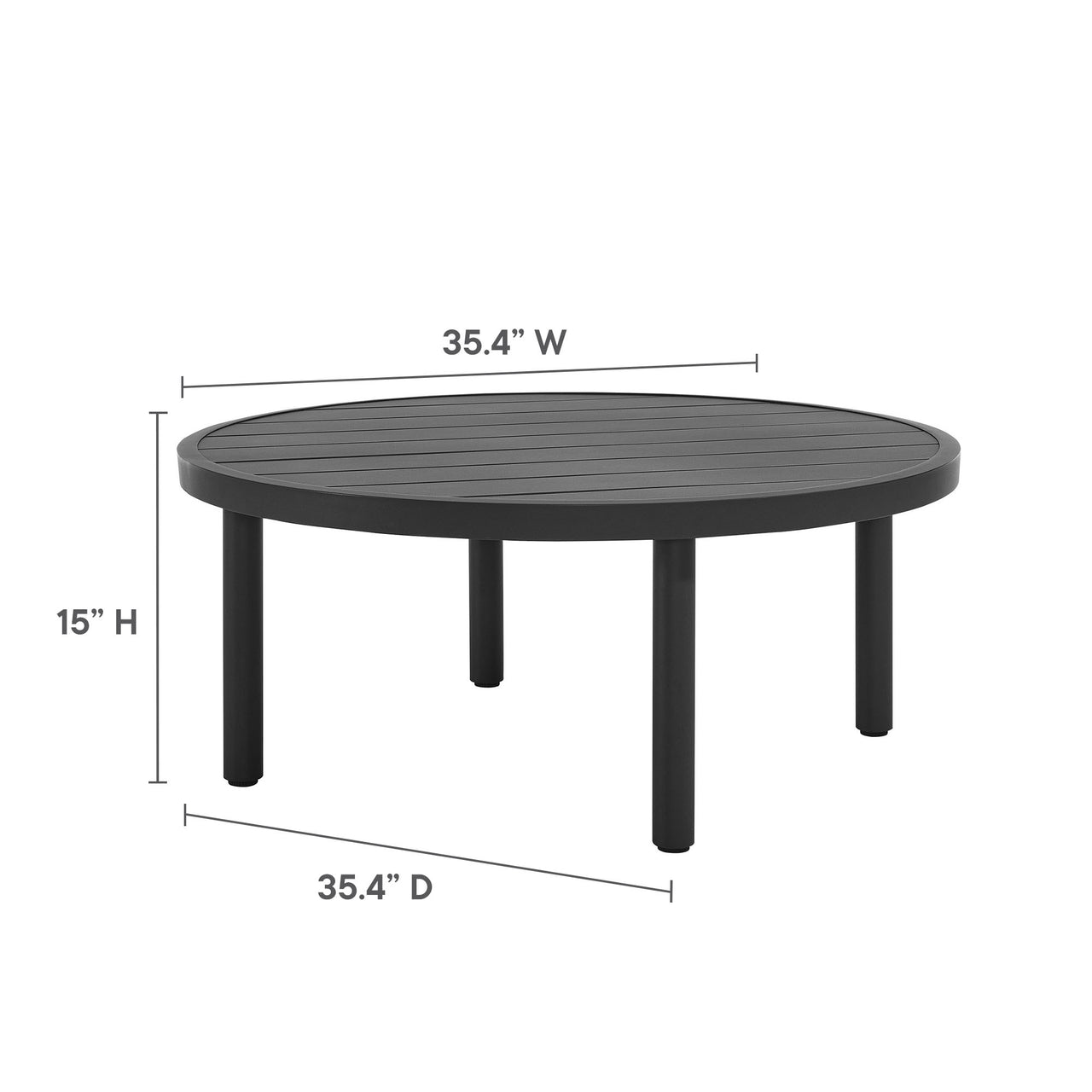 Veranda Alfresco Round Coffee Table, Dark Gray