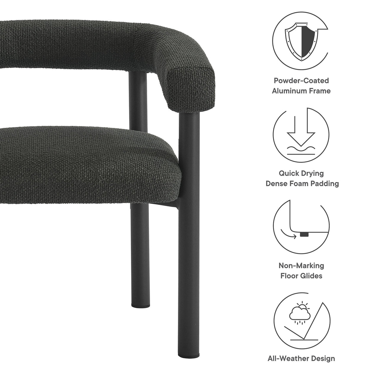 Lunaretta Alfresco Dining Chairs Set of 2, Charcoal & Dark Gray