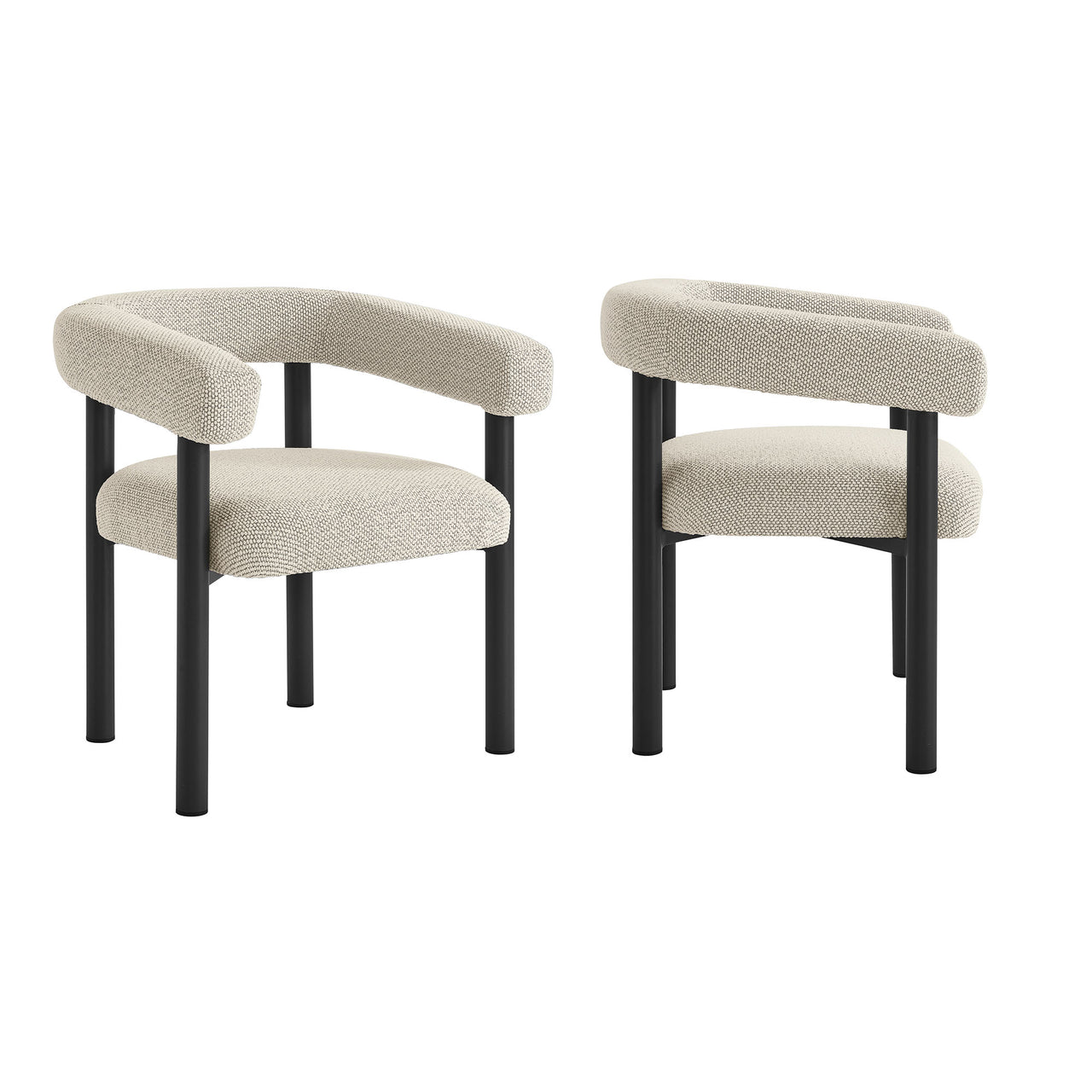 Lunaretta 5-Piece Round Alfresco Dining Set, Ivory & Dark Gray