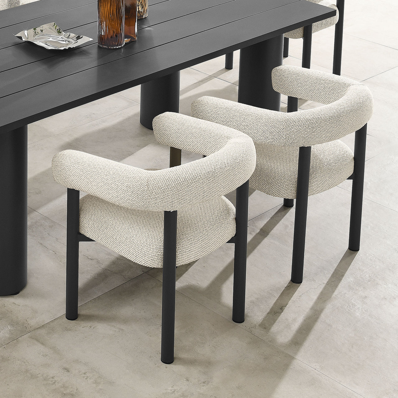Lunaretta Alfresco Dining Chairs Set of 2, Ivory & Dark Gray
