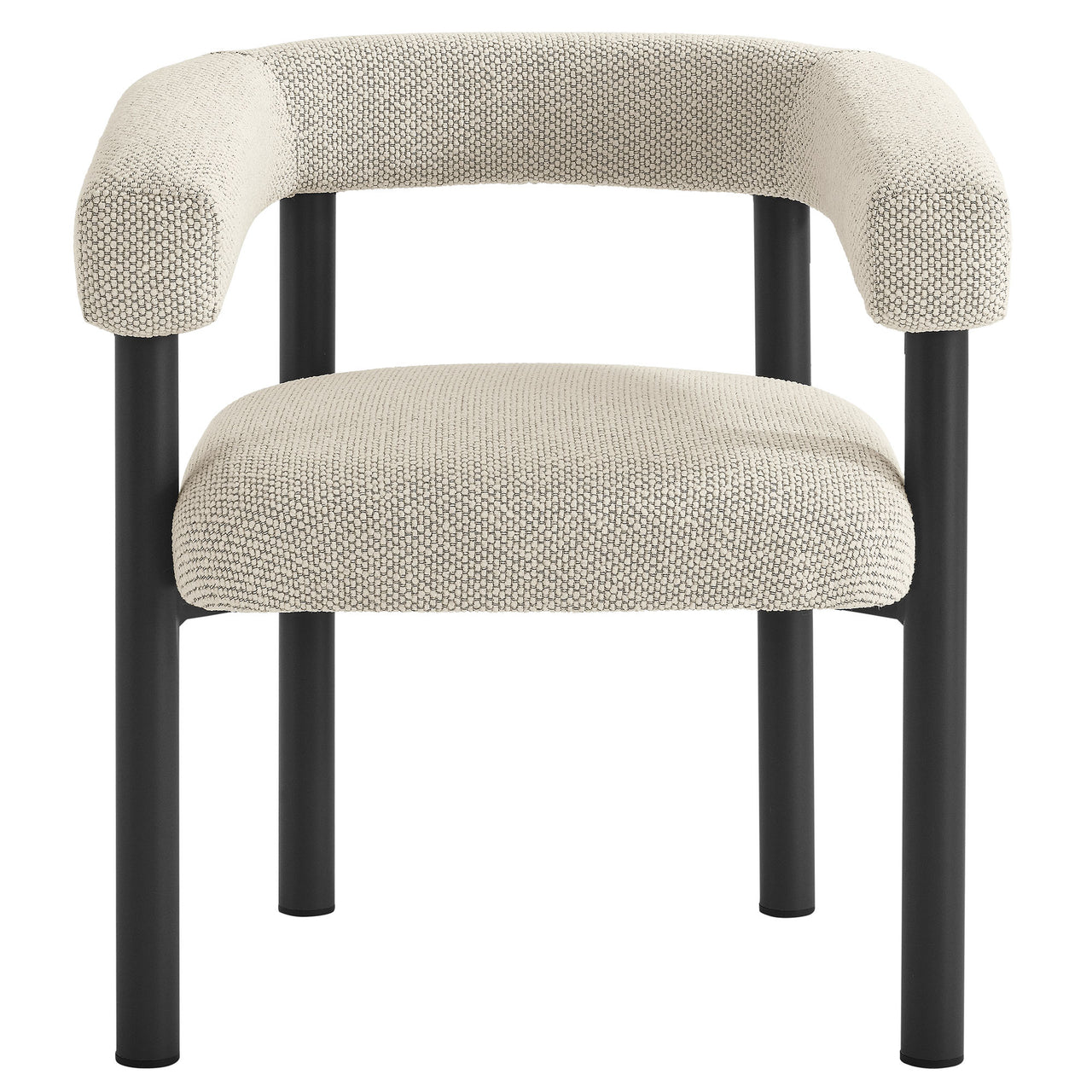 Lunaretta 5-Piece Round Alfresco Dining Set, Ivory & Dark Gray