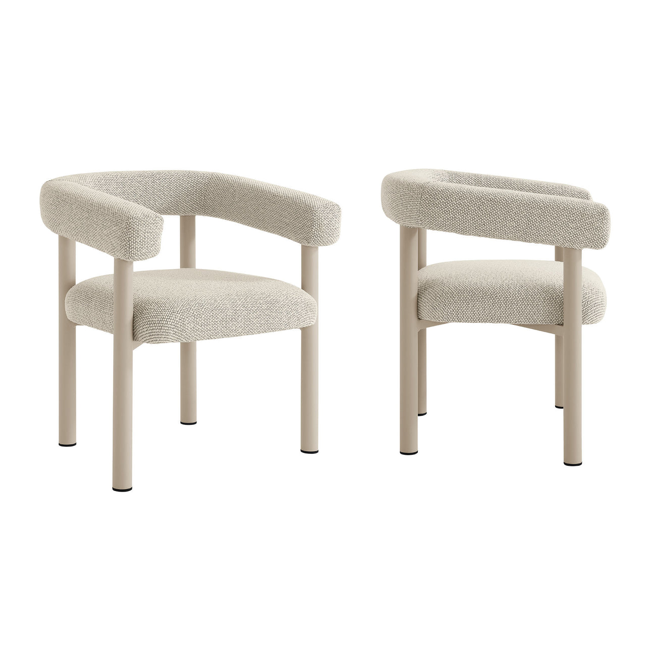 Lunaretta 5-Piece Round Alfresco Dining Set, Ivory & Taupe