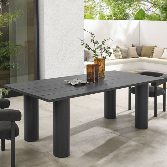 Lunaretta Alfresco Rectangular Aluminum Dining Table, Dark Gray