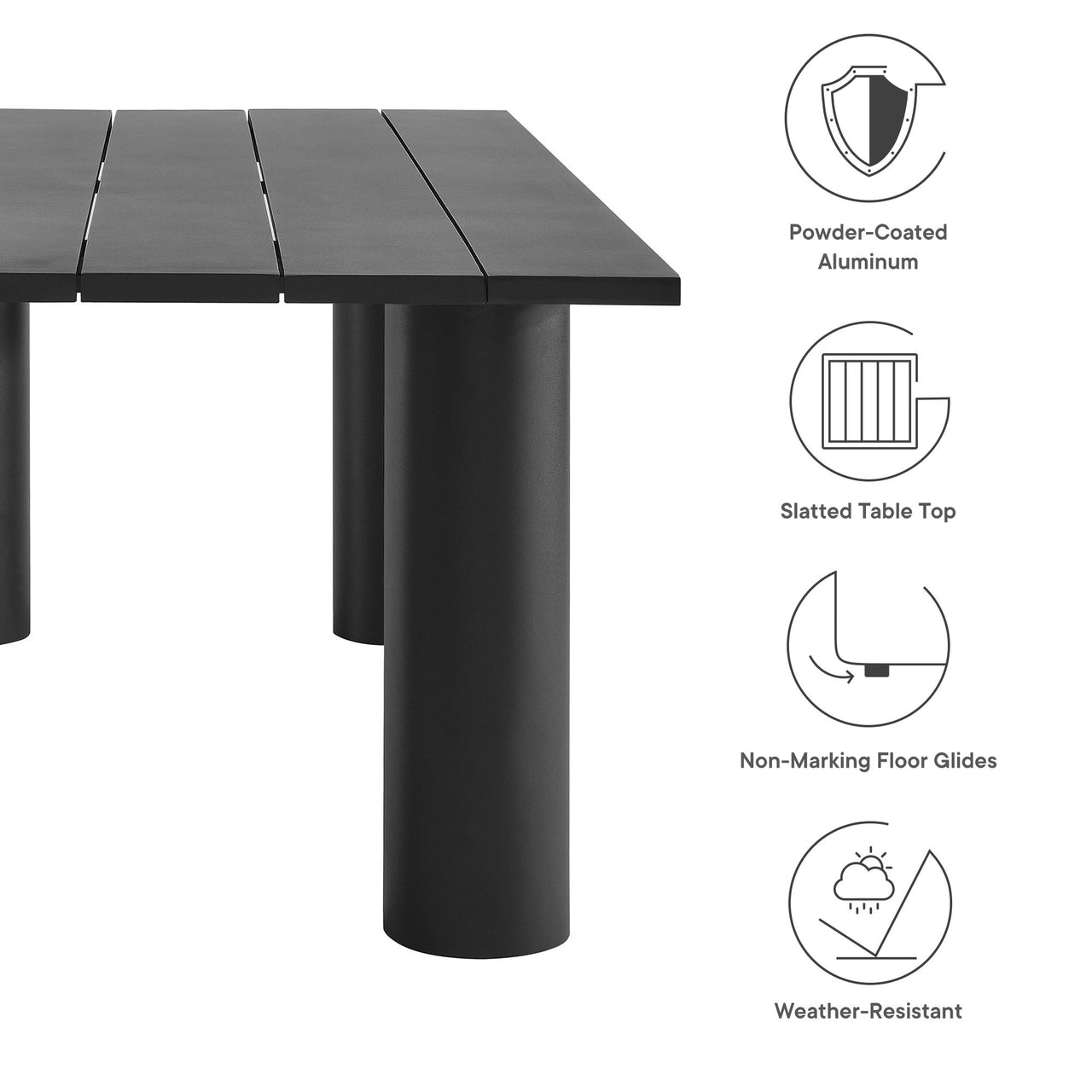 Lunaretta 7-Piece Rectangular Alfresco Dining Set, Ivory & Dark Gray