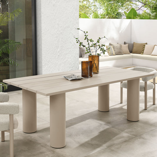 Lunaretta Alfresco Rectangular Aluminum Dining Table, Taupe