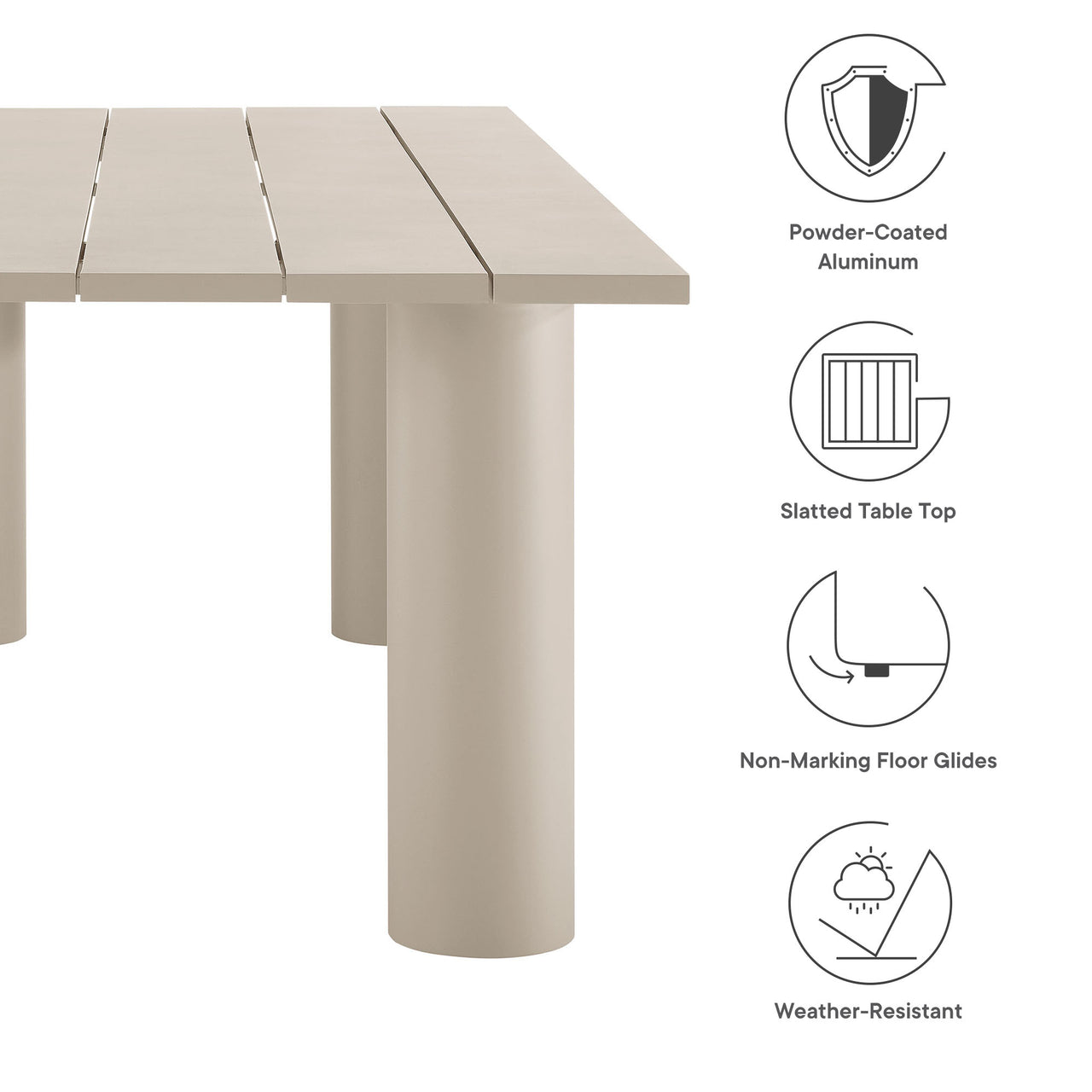 Lunaretta 7-Piece Rectangular Alfresco Dining Set, Ivory & Taupe