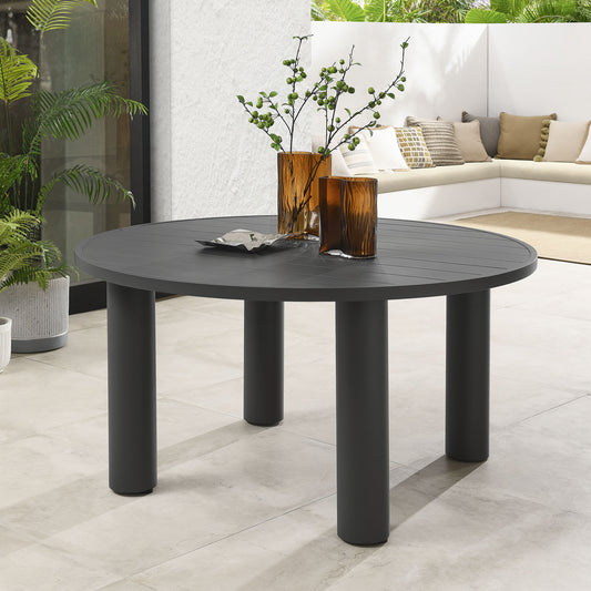 Lunaretta Alfresco Round Aluminum Dining Table, Dark Gray