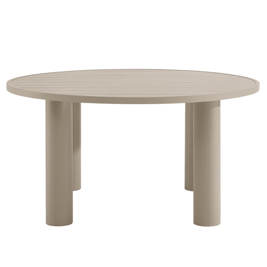 Nautica Outdoor Patio 60" Round Aluminum Dining Table, Taupe