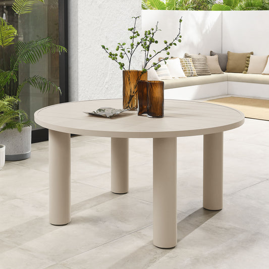 Lunaretta Alfresco Round Aluminum Dining Table, Taupe