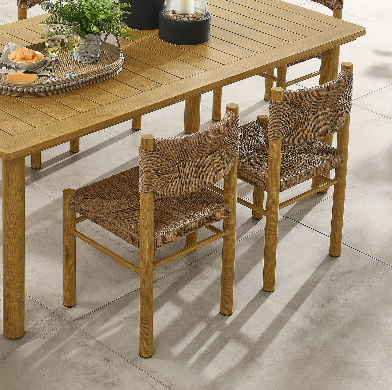 Holiday Alfresco Dining Chair Set of 2, Natural Wood