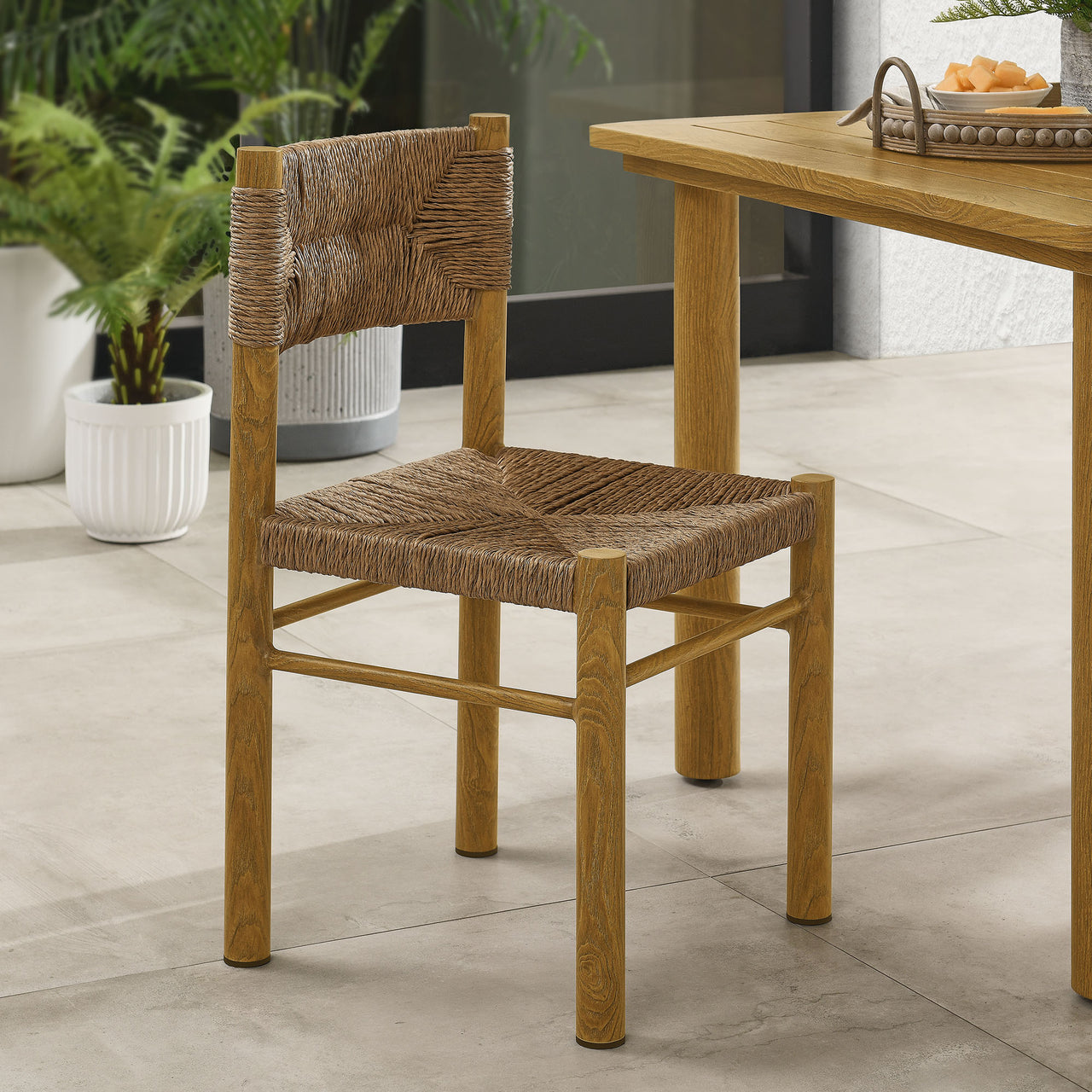 Holiday Alfresco Dining Chair Set of 2, Natural Wood