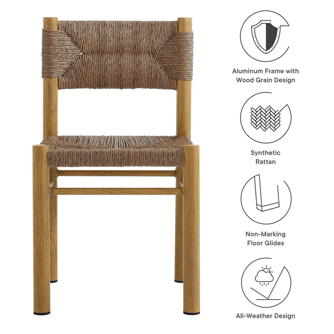 Holiday Alfresco Dining Chair Set of 2, Natural Wood