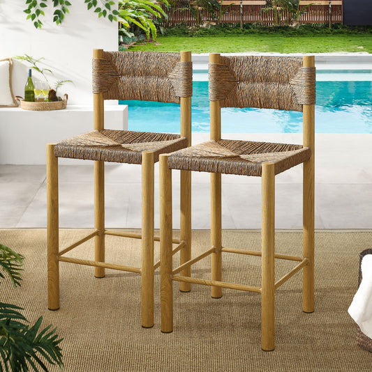 Holiday Alfresco Counter Stools Set of 2, Natural Wood