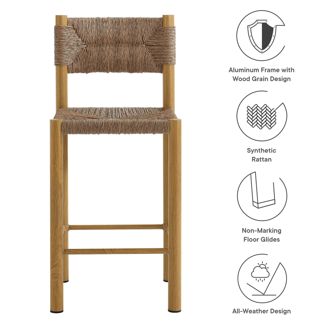Holiday Alfresco Counter Stools Set of 2, Natural Wood