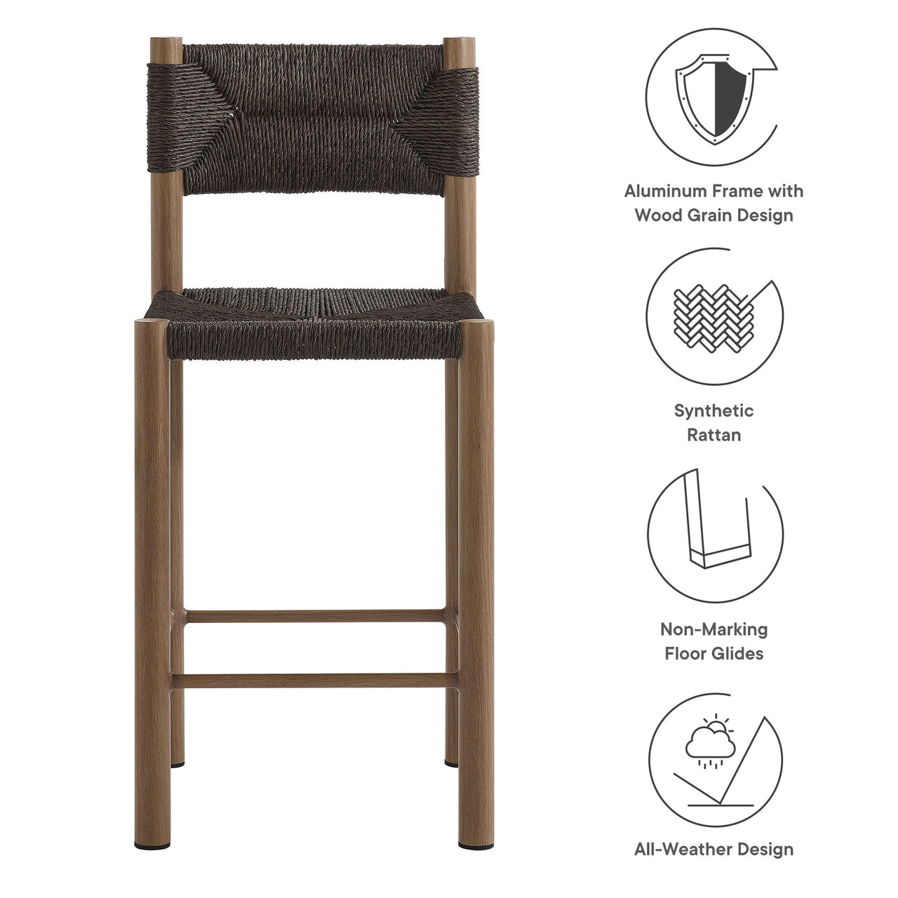 Holiday Alfresco Counter Stools Set of 2, Walnut