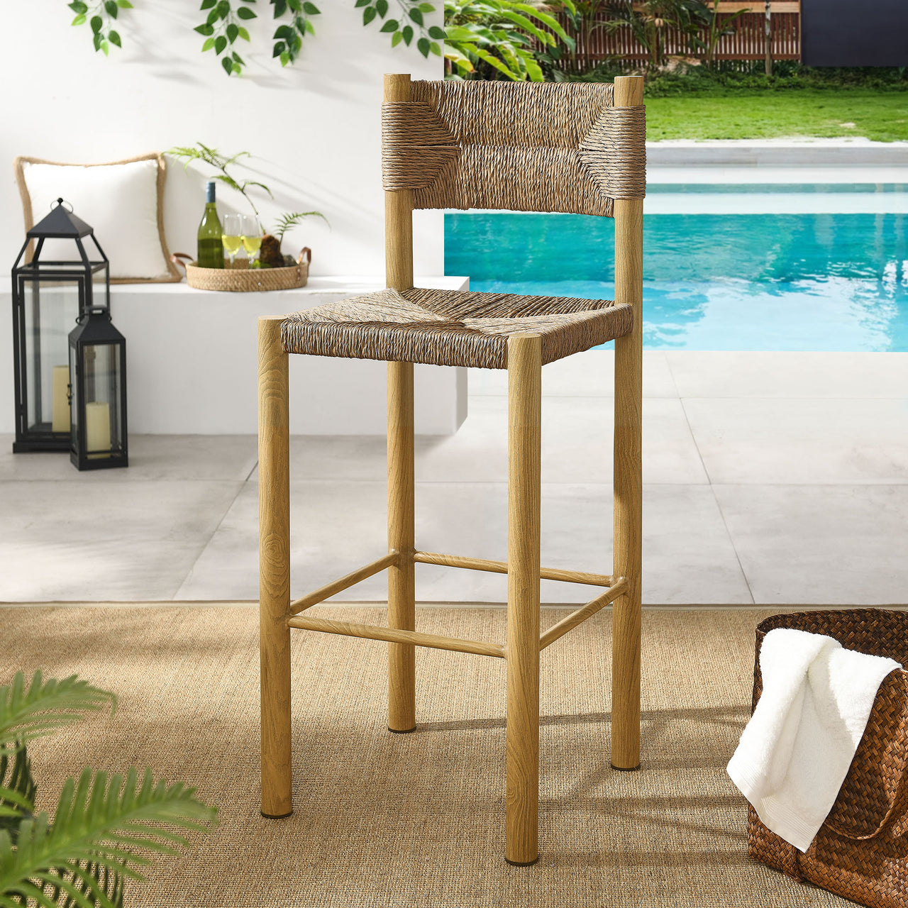 Holiday Alfresco Bar Stools Set of 2, Natural Wood