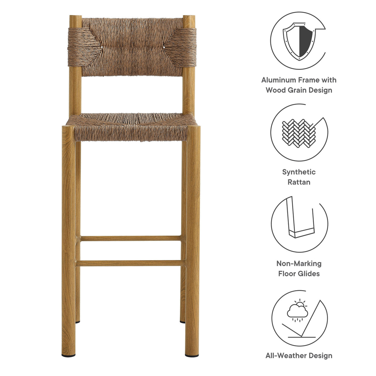 Holiday Alfresco Bar Stools Set of 2, Natural Wood