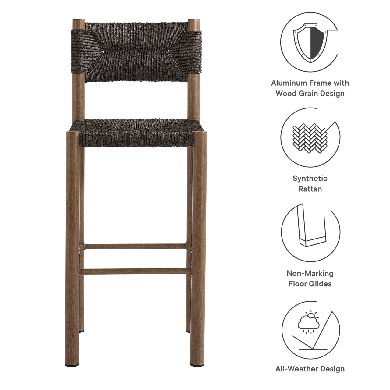 Holiday Alfresco Bar Stools Set of 2, Walnut