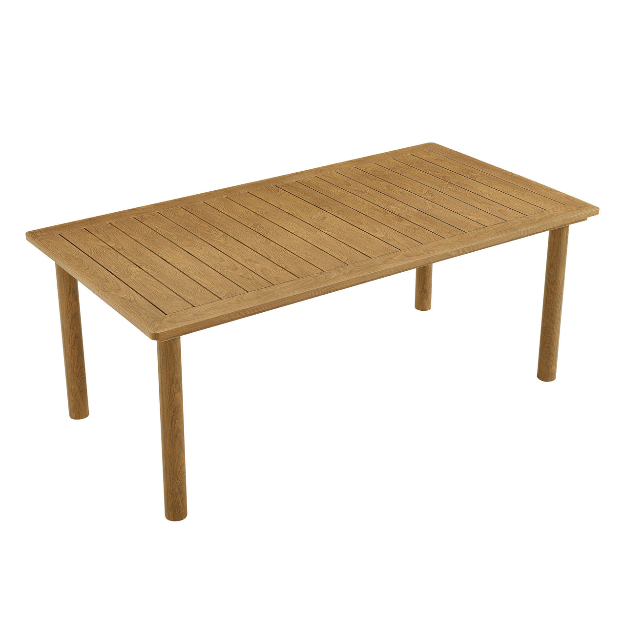 Sorella 7-Piece Rectangular Alfresco Dining Table Set with Rattan Armchairs, Slate & Natural Wood