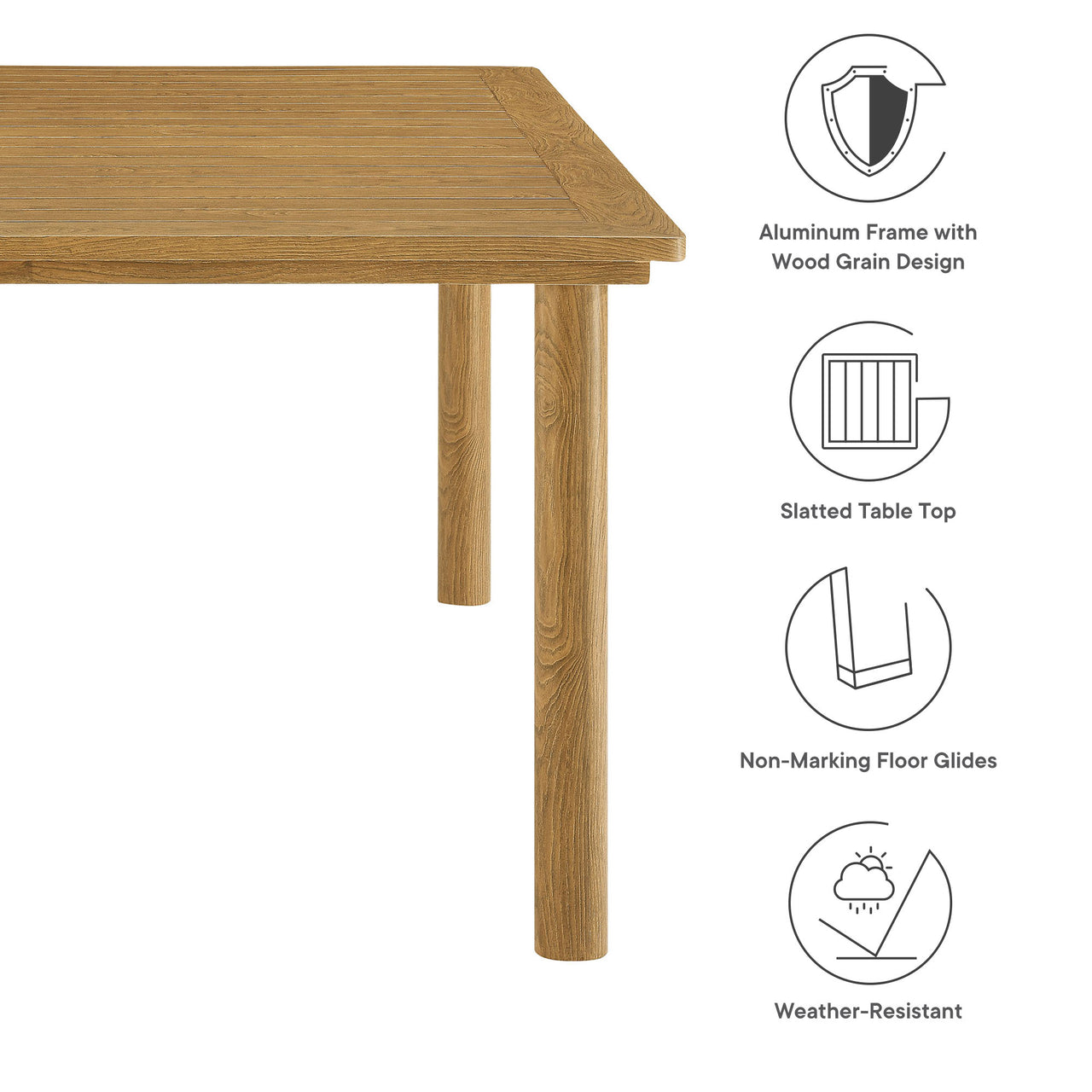 Holiday Alfresco Dining Table, Natural Wood