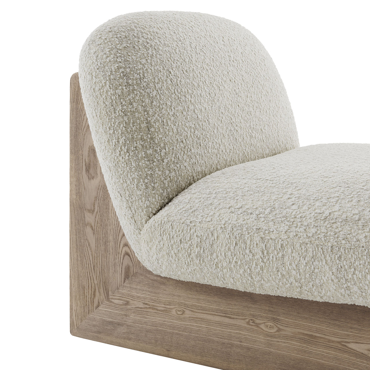 Claudora Boucle Lounger w/ Ottoman, Ivory & Oak