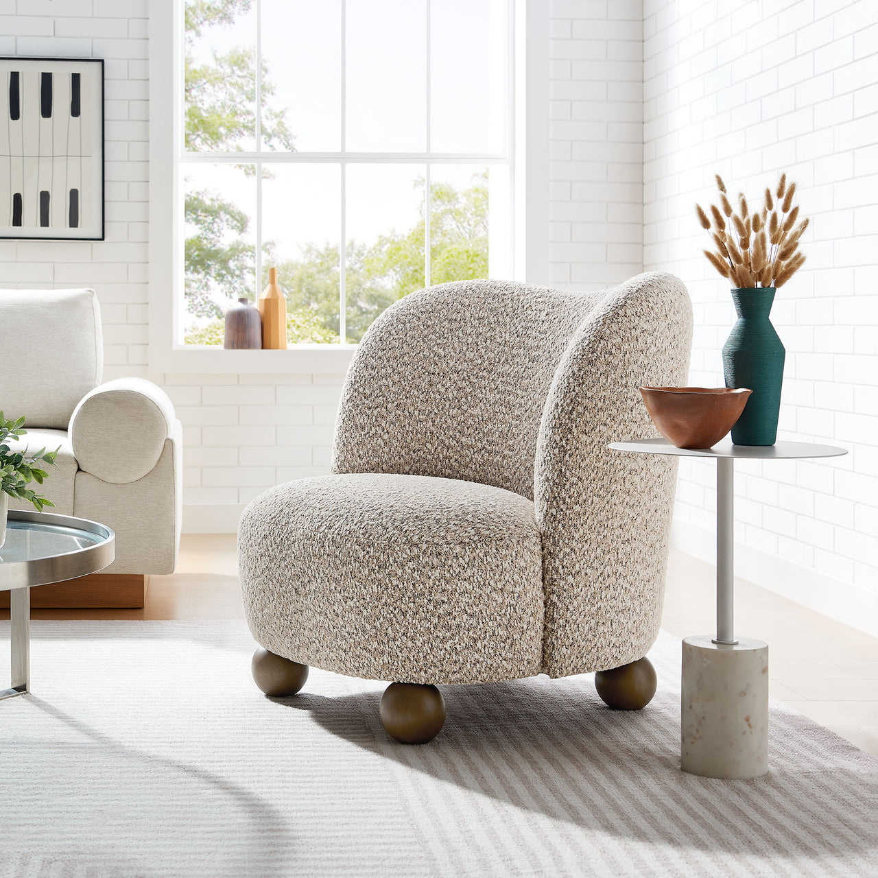 Ochroa Boucle Accent Chair, Oat