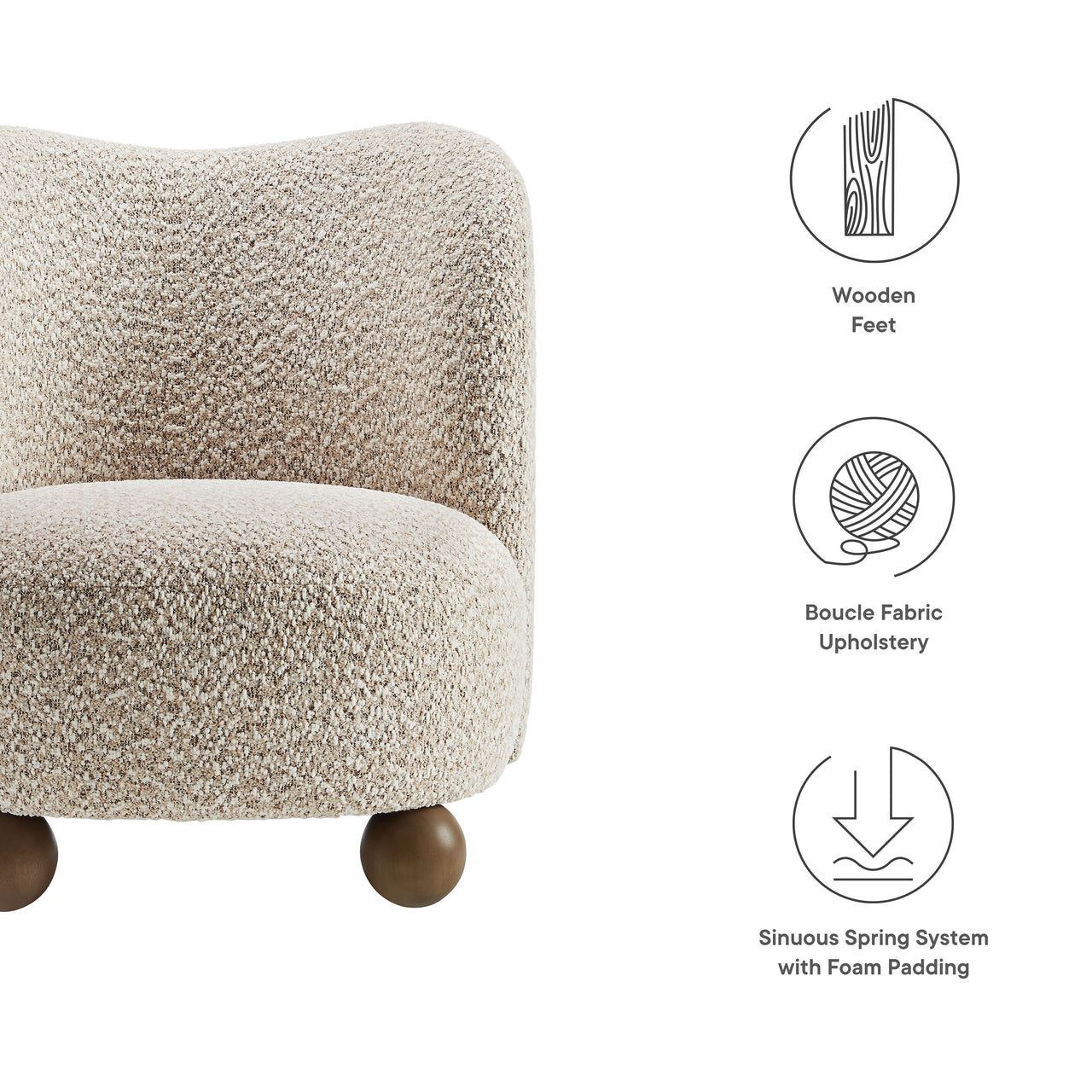 Ochroa Boucle Accent Chair, Oat