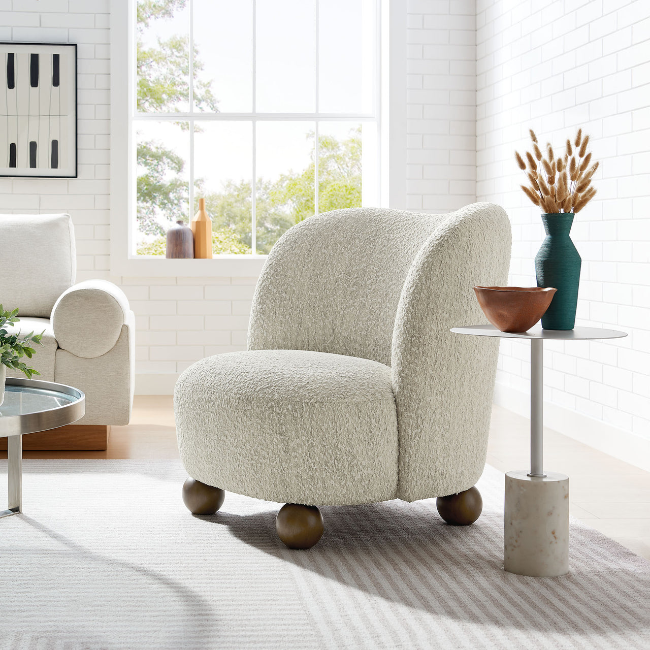 Ochroa Boucle Accent Chair, Ivory