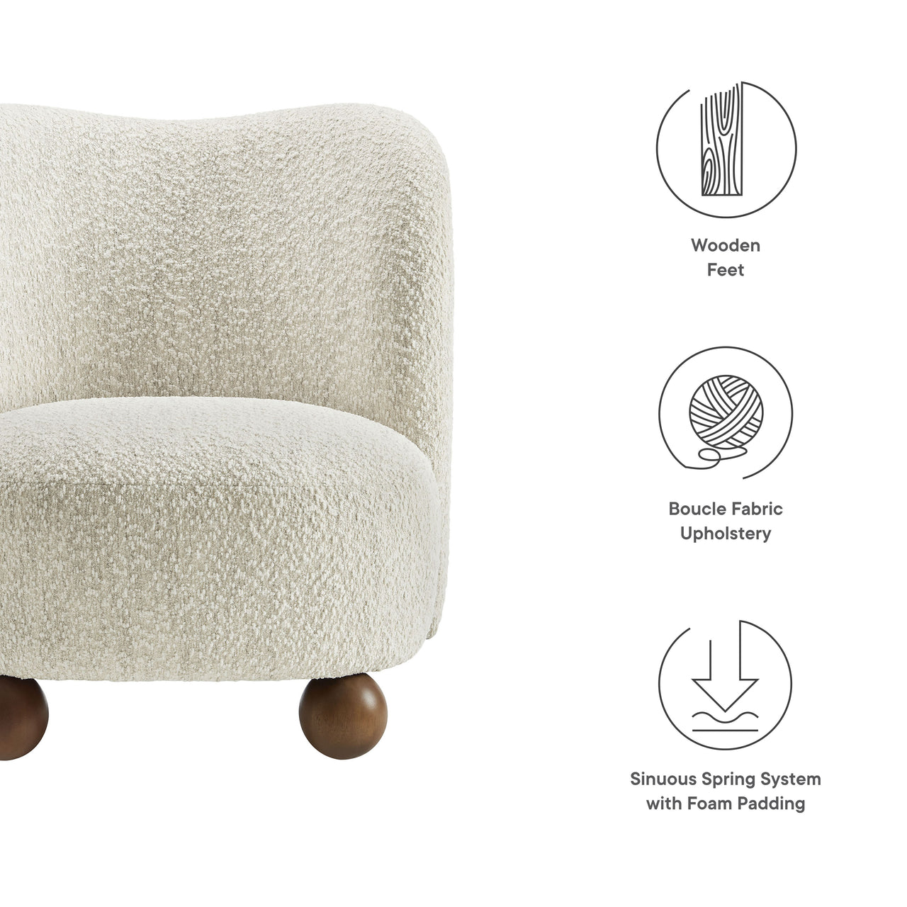 Ochroa Boucle Accent Chair, Ivory