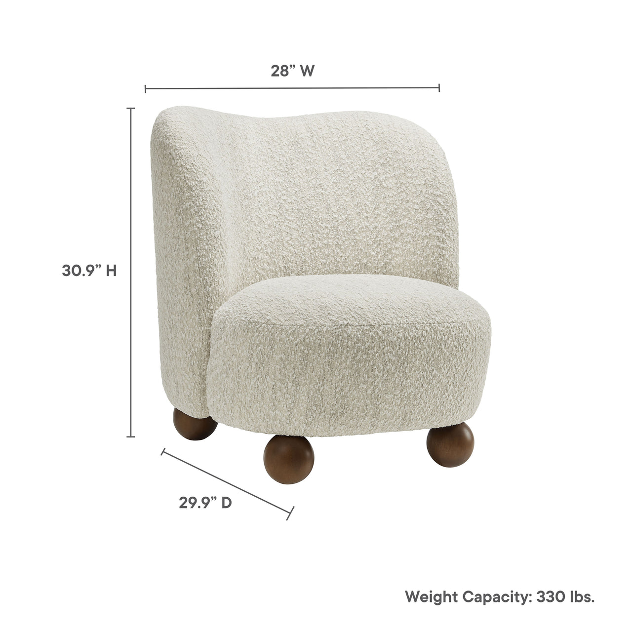 Ochroa Boucle Accent Chair, Ivory