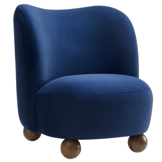 Ochroa Velvet Accent Chair, Dark Blue