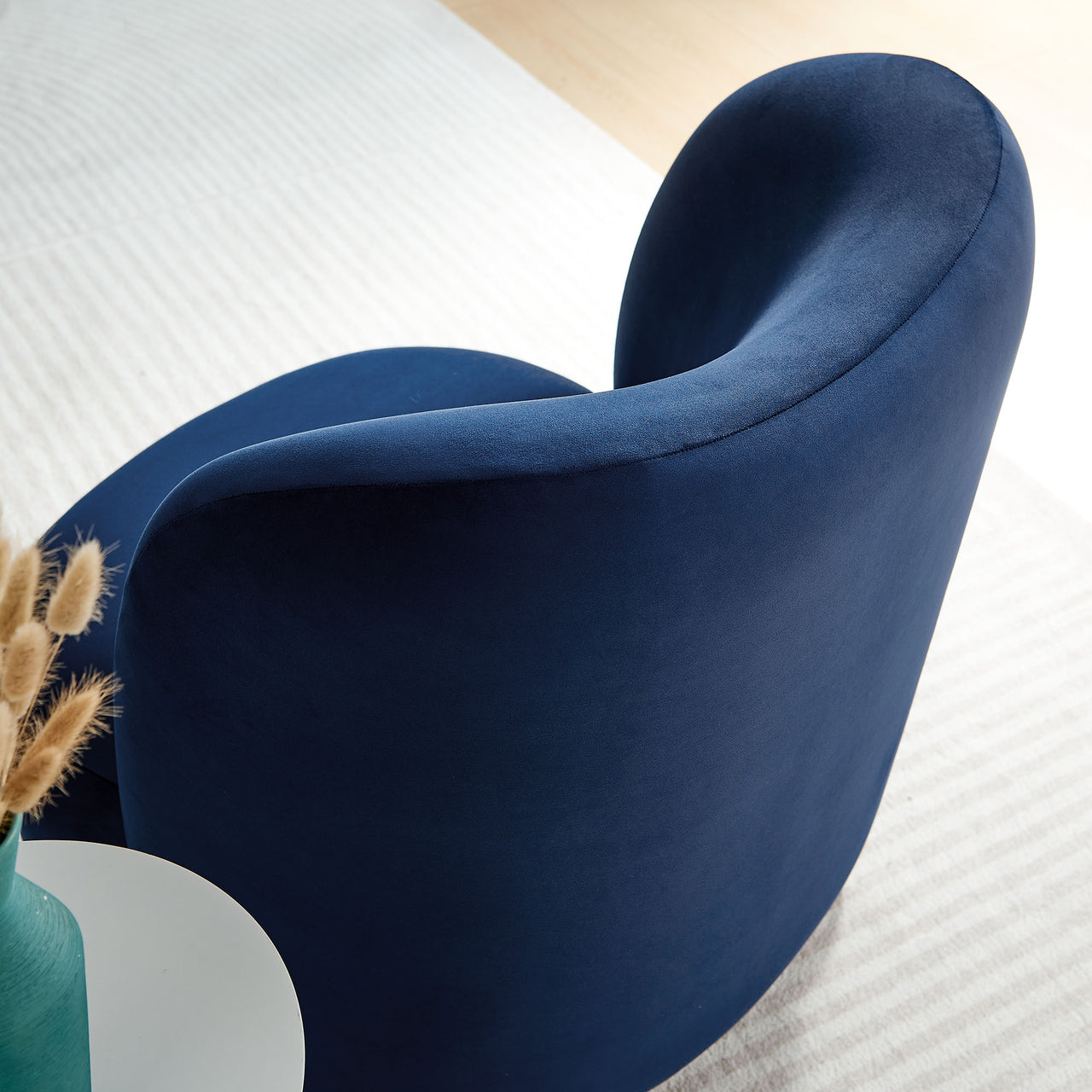 Ochroa Velvet Accent Chair, Dark Blue