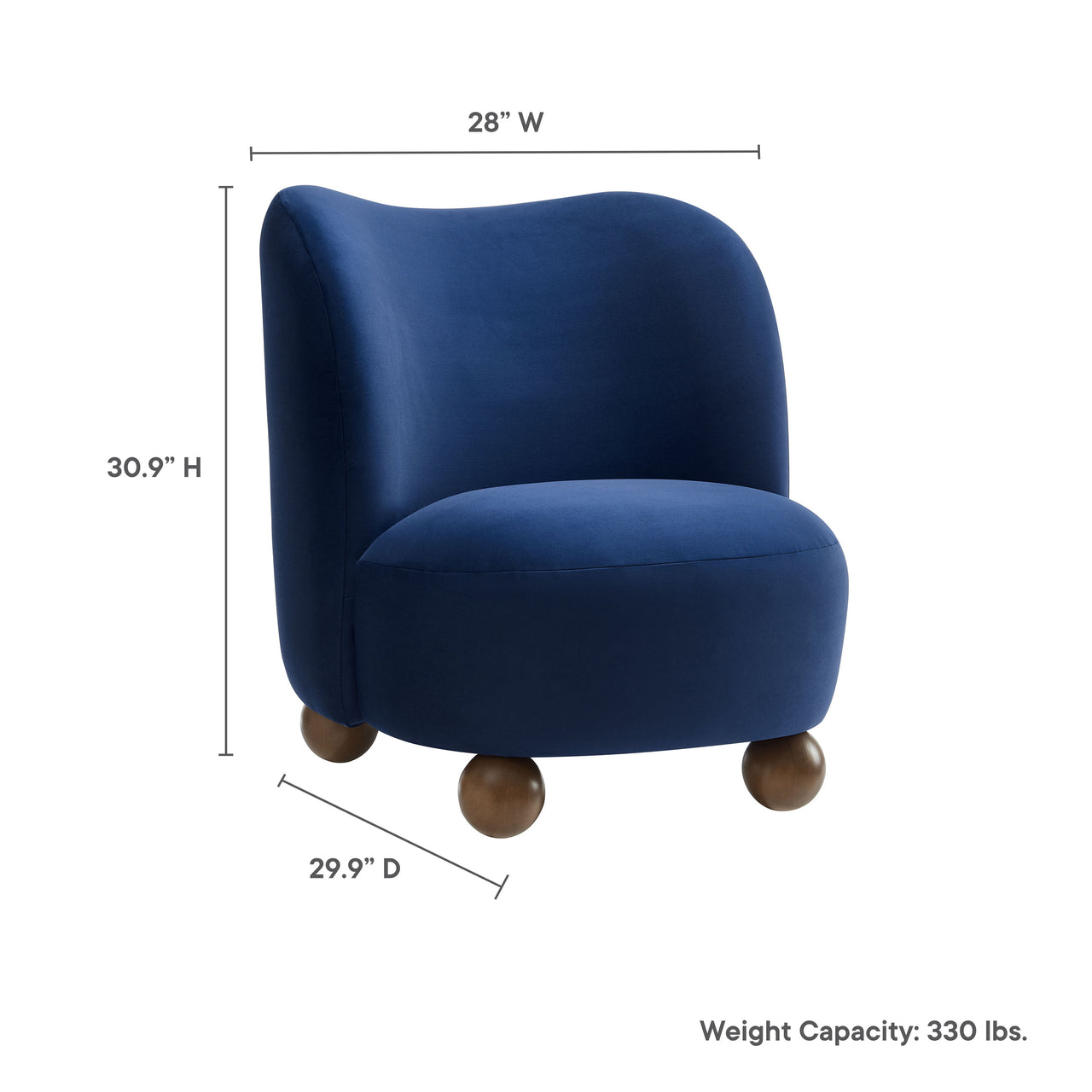 Ochroa Velvet Accent Chair, Dark Blue