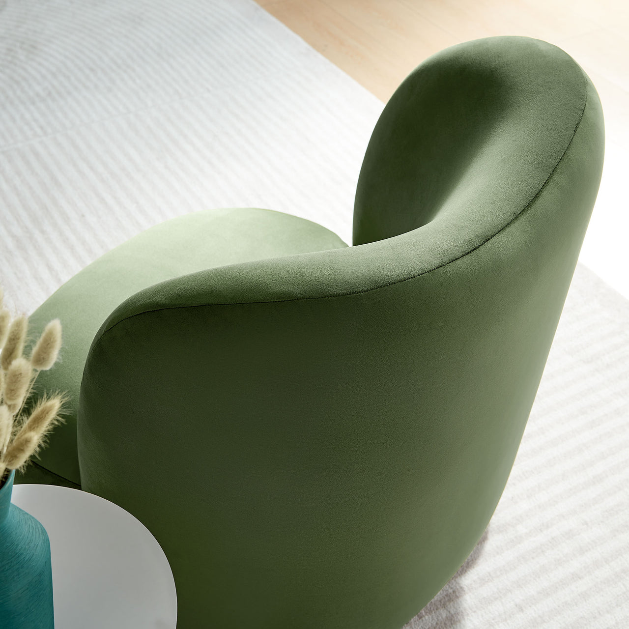 Ochroa Velvet Accent Chair, Basil