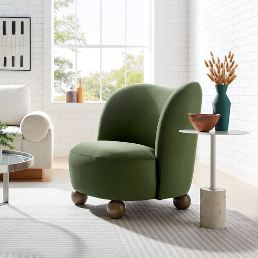 Ochroa Velvet Accent Chair, Basil