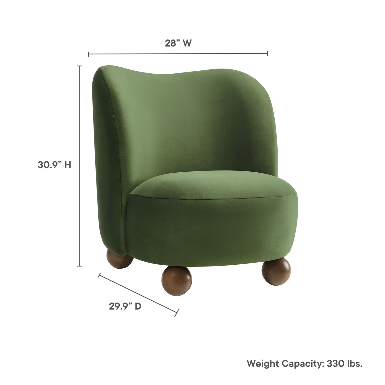 Ochroa Velvet Accent Chair, Basil