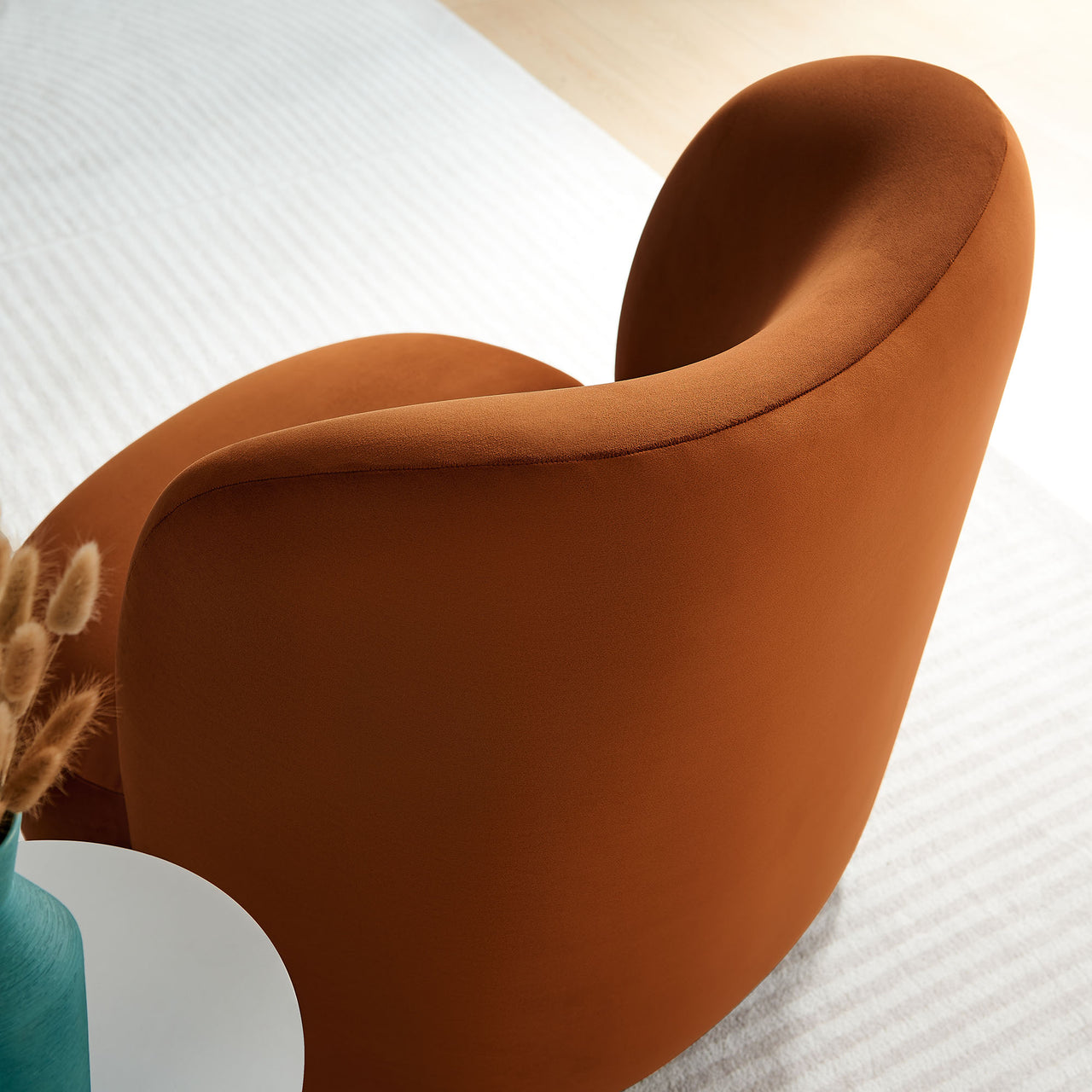 Ochroa Velvet Accent Chair, Terracotta