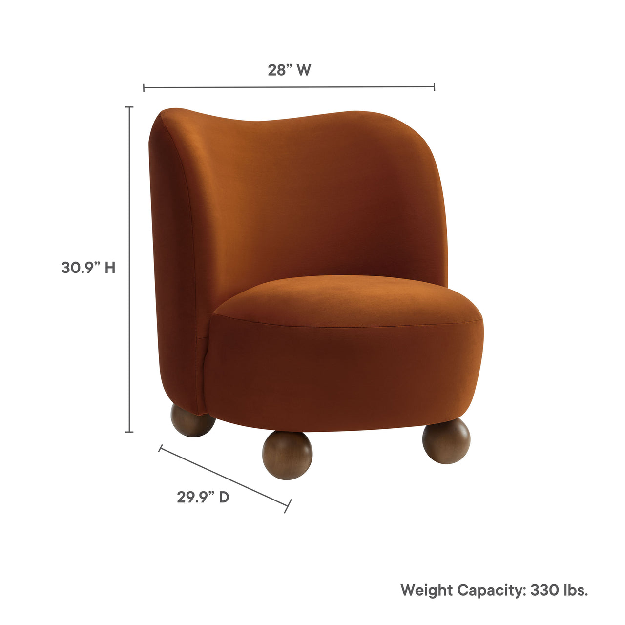 Ochroa Velvet Accent Chair, Terracotta