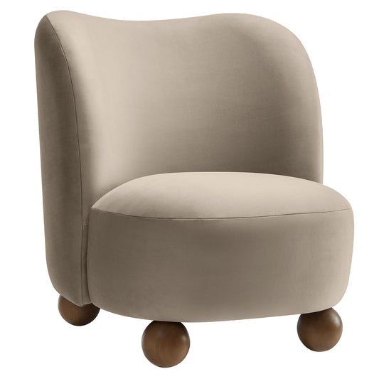 Ochroa Velvet Accent Chair, Taupe