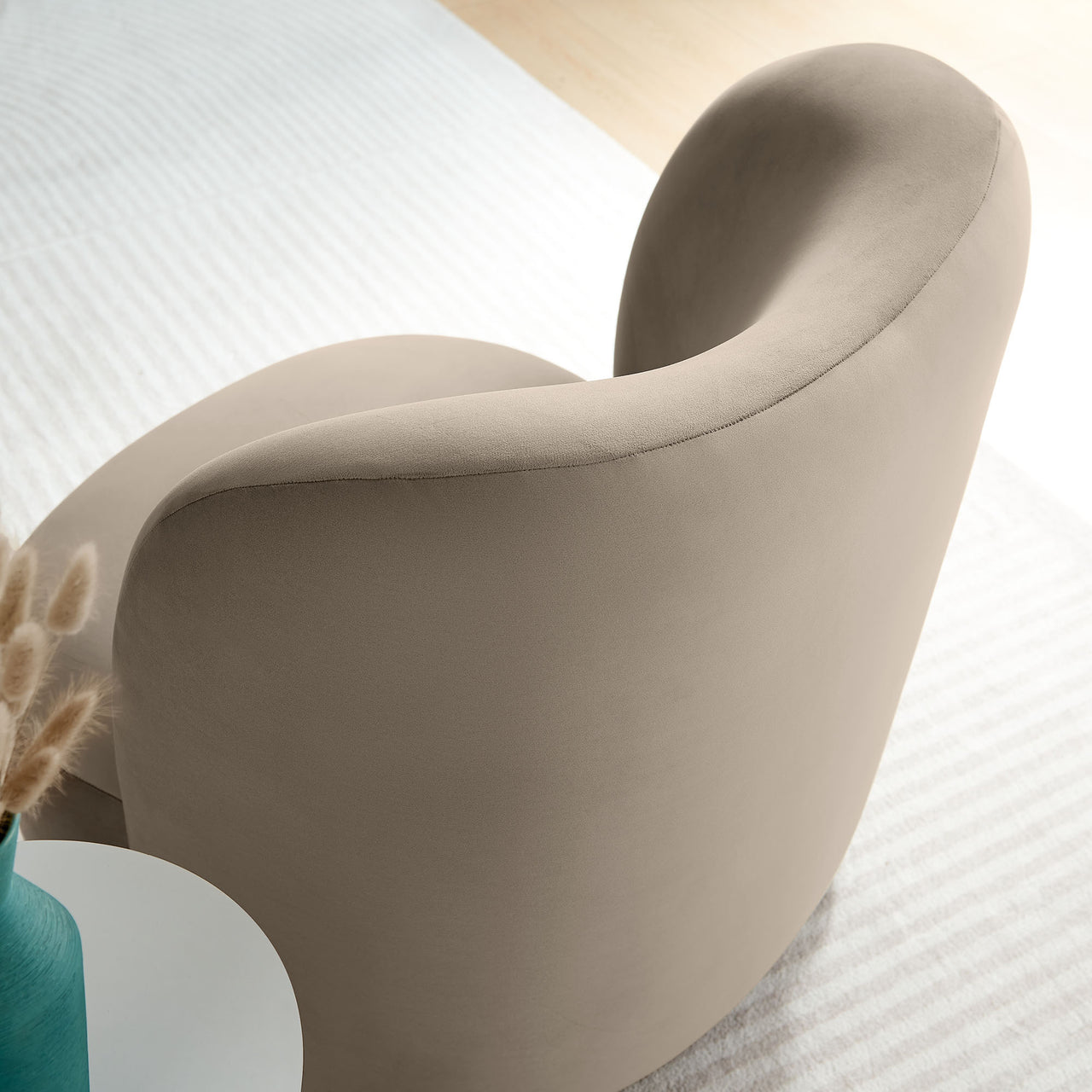 Ochroa Velvet Accent Chair, Taupe